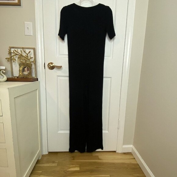 REFORMATION Jeans Black Camille Ribbed Knit Button V-Neck Stretchy Jumpsuit XS - Picture 9 of 13